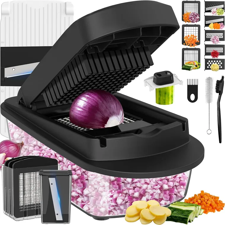 8 Pack 8-Blade Chopper & Gadget Set, Black